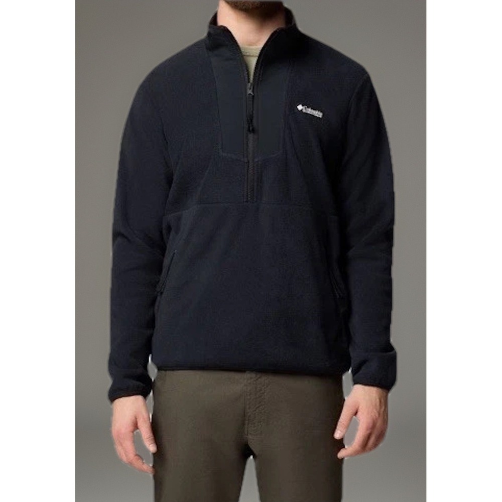 NWT Columbia Men's Sweatshirt/Jacket Sequoia Grove 1/2 Zip Fleece Black Size L